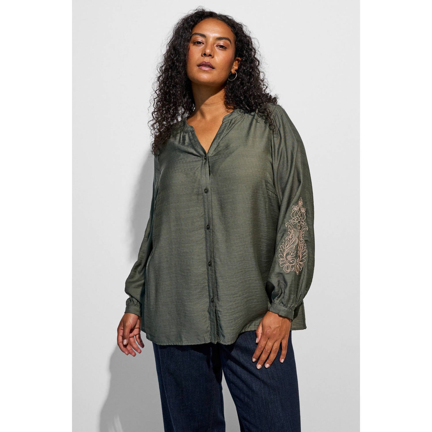 Zizzi Plus Size gebloemde blouse groen