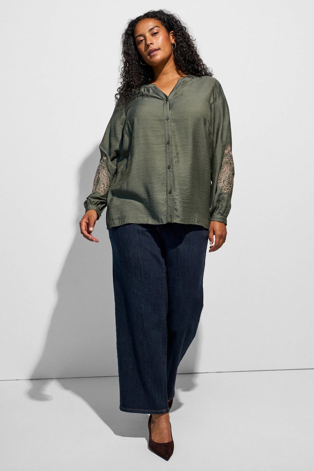 Zizzi Plus Size gebloemde blouse - groen