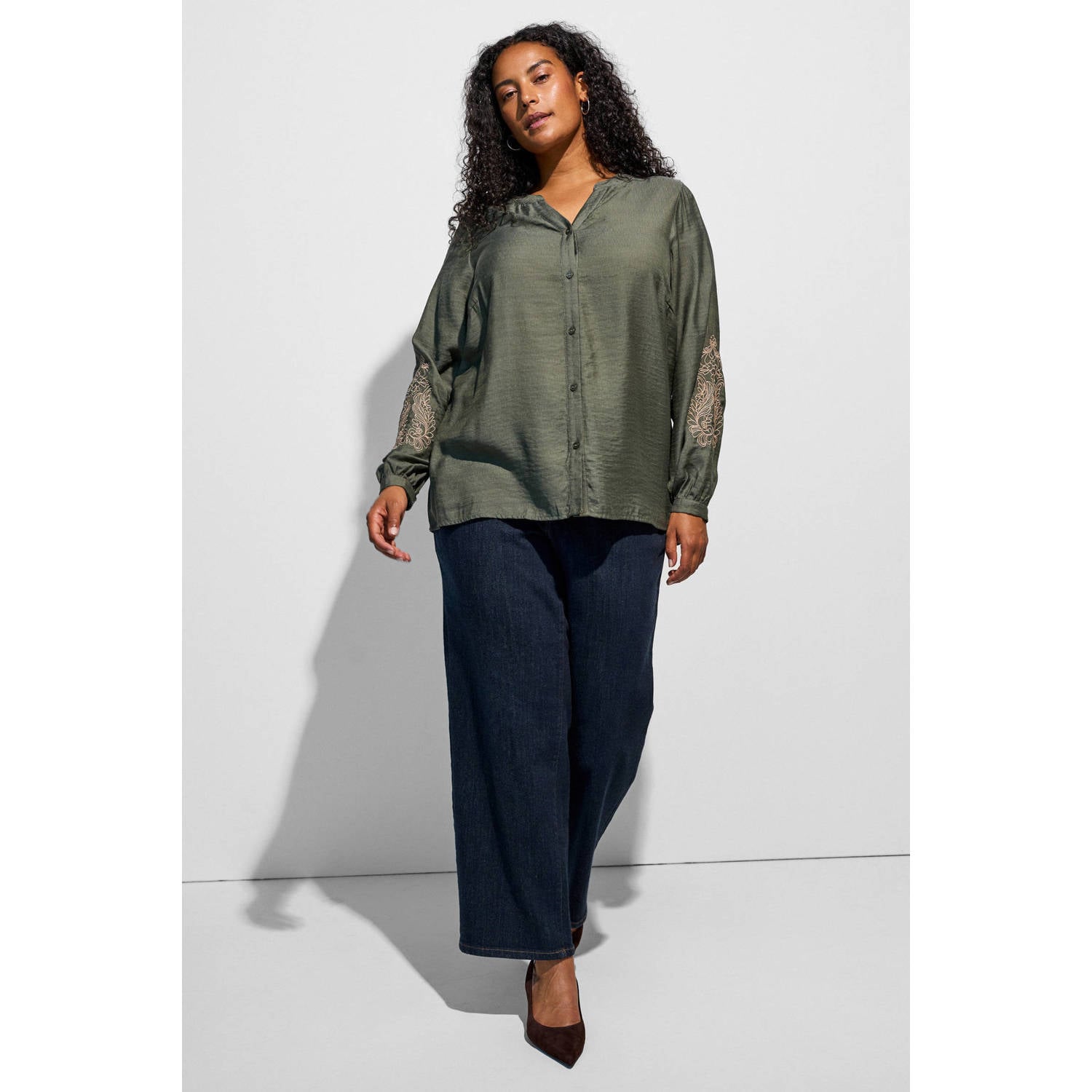 Zizzi Plus Size gebloemde blouse groen