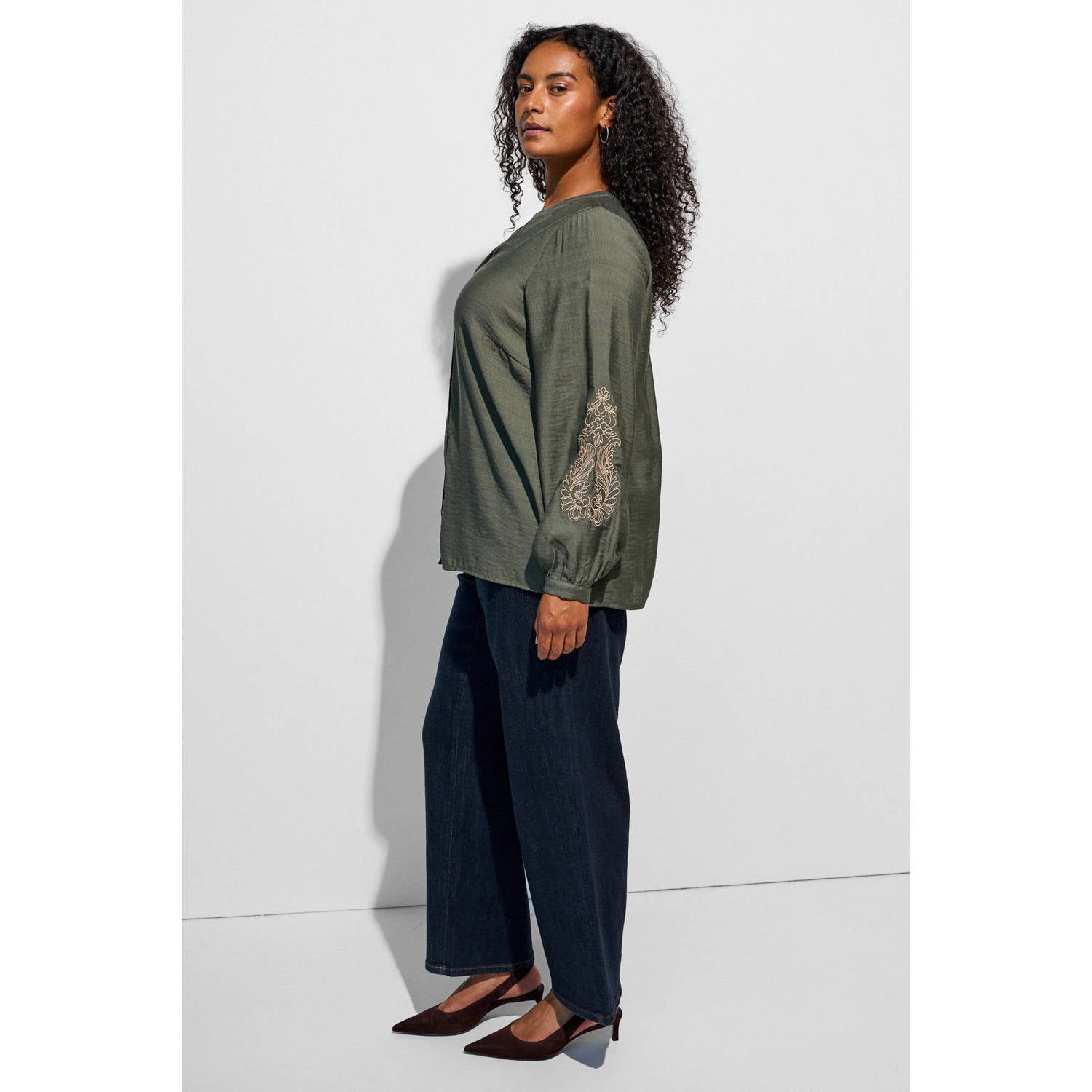 Zizzi Plus Size gebloemde blouse groen
