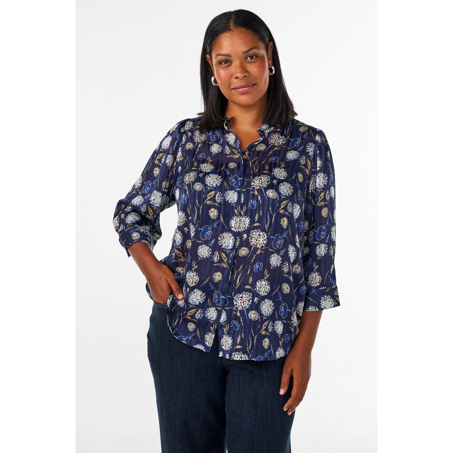 Zizzi Plus Size gebloemde blouse blauw