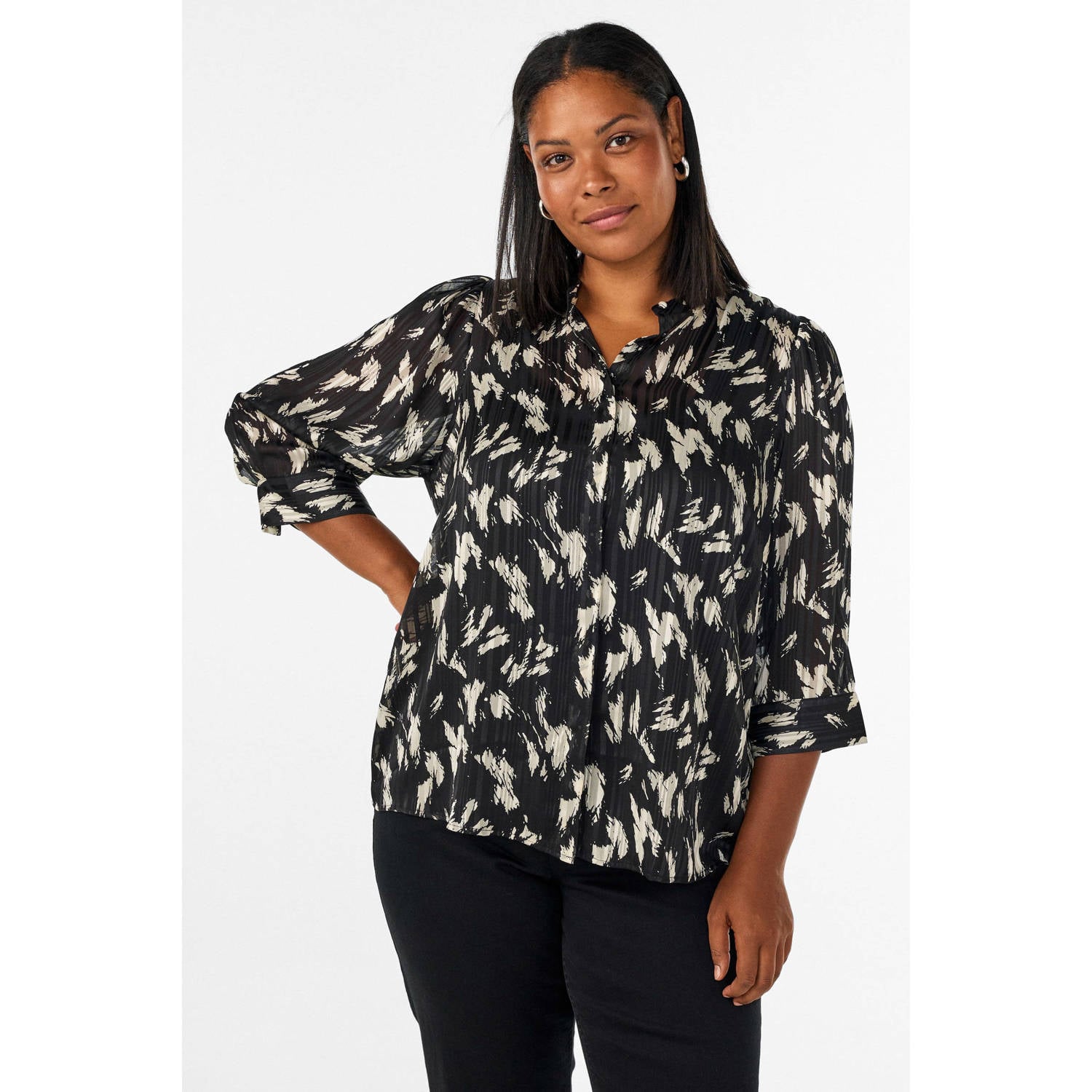 Zizzi Plus Size blouse met print zwart