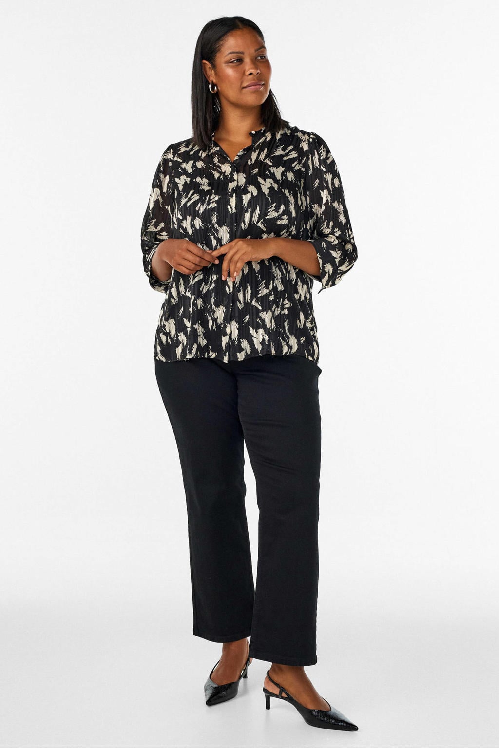 Zizzi Plus Size blouse met print - zwart