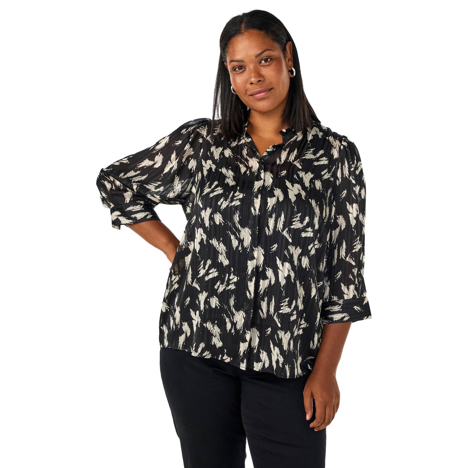 Zizzi Plus Size blouse met print zwart