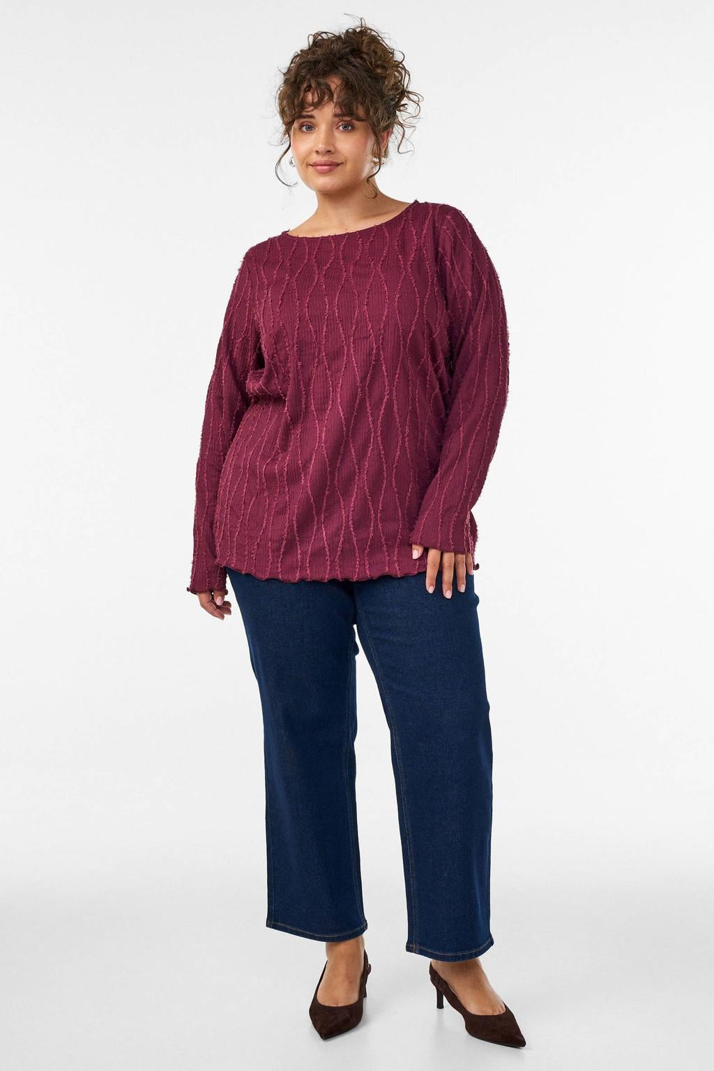 Zizzi Plus Size jersey blouse - donkerrood