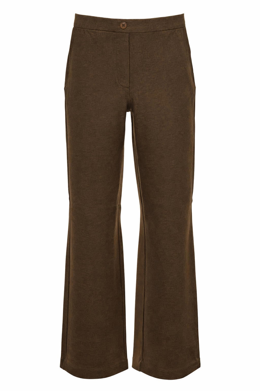 Donkergroene dames Maicazz & Zizo high waist straight leg broek van viscose met rits- en knoopsluiting en effen