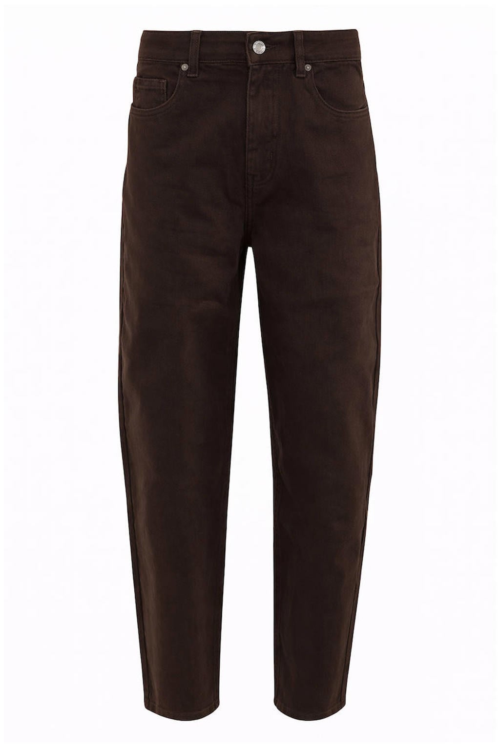 Donkerblauwe dames Maicazz & Zizo barrel jeans van denim met high waist, rits- en knoopsluiting en effen