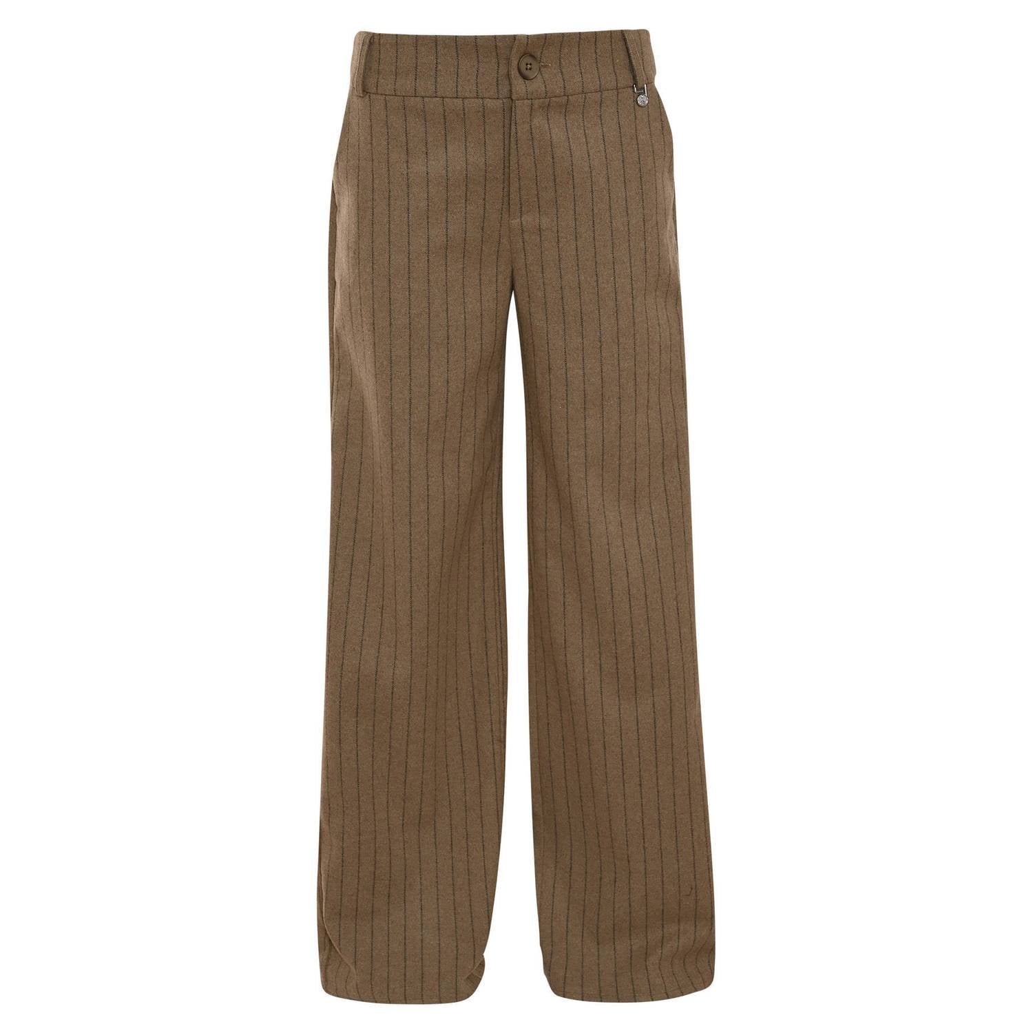 Maicazz & Zizo straight leg broek met krijtstreep en wol groen