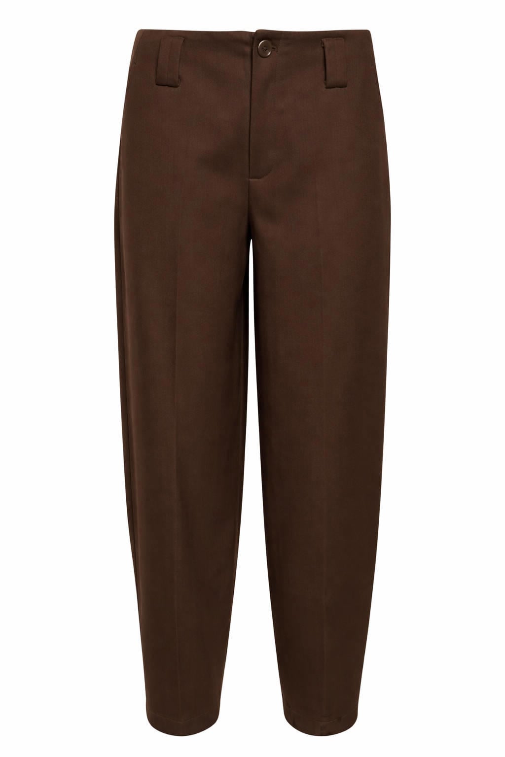 Donkerblauwe dames Maicazz & Zizo barrel broek van polyester met regular waist, rits- en knoopsluiting en effen