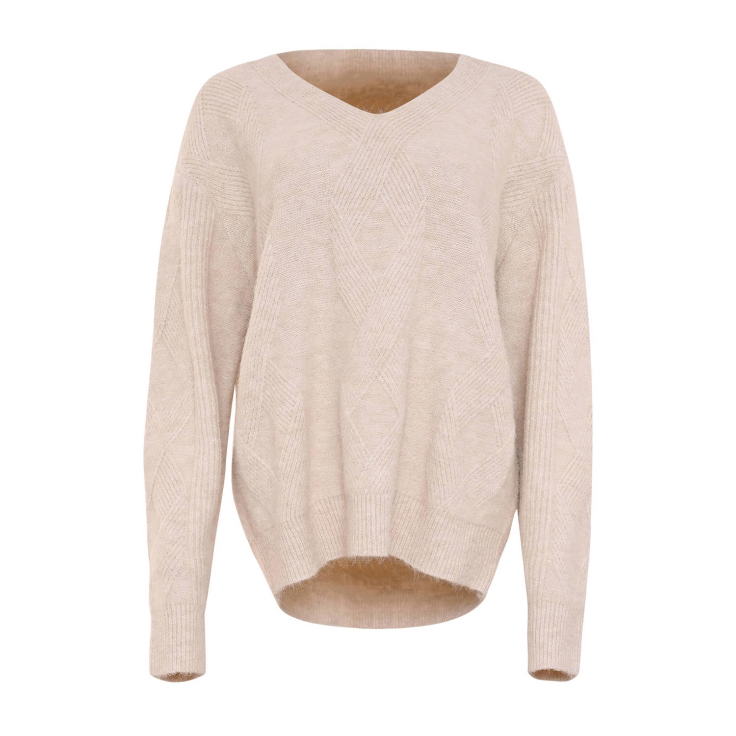Maicazz & Zizo top met kabels en wol beige
