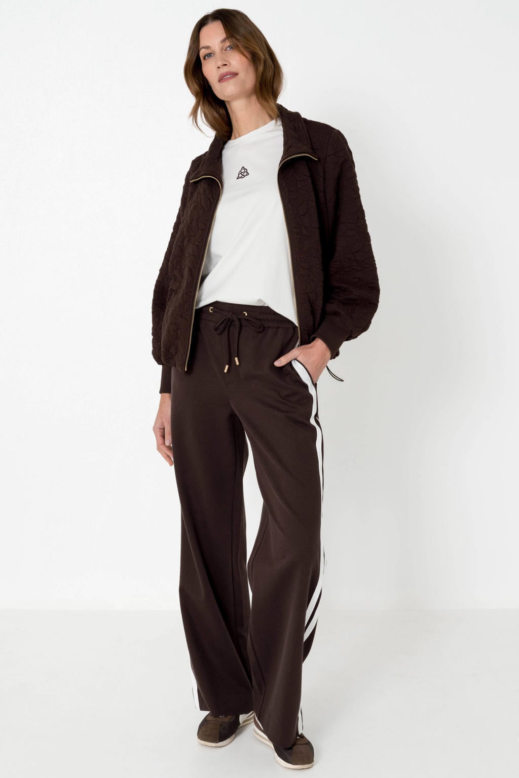 Maicazz & Zizo loose fit gestreepte broek - bruin