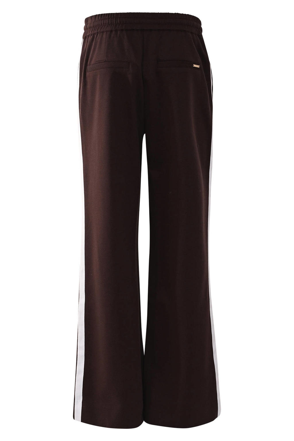 Bruine dames Maicazz & Zizo loose fit gestreepte broek van polyester met high waist en elastische tailleband met koord