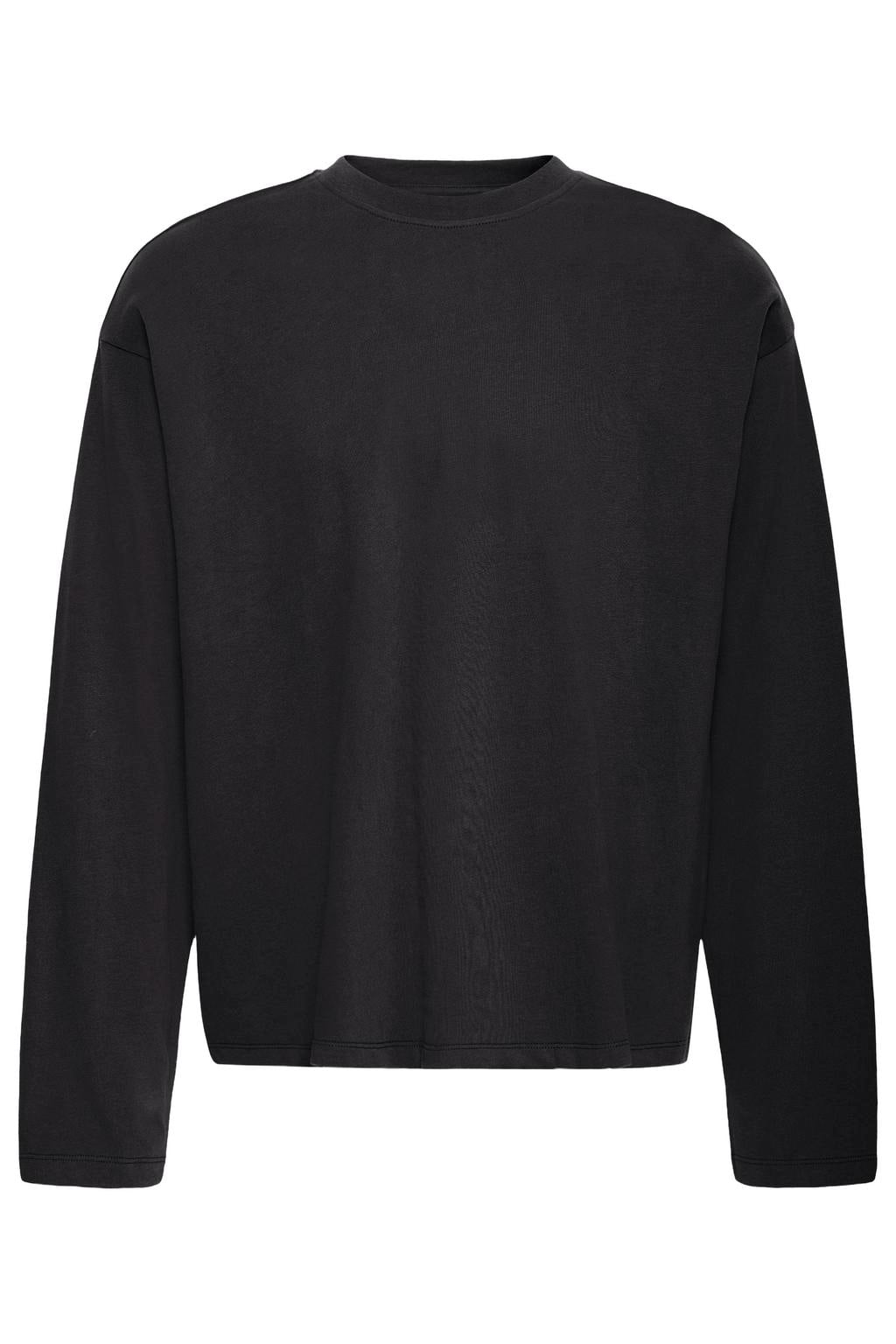 Zwarte heren Blend relaxed fit longsleeve van katoen met effen, lange mouwen en ronde hals