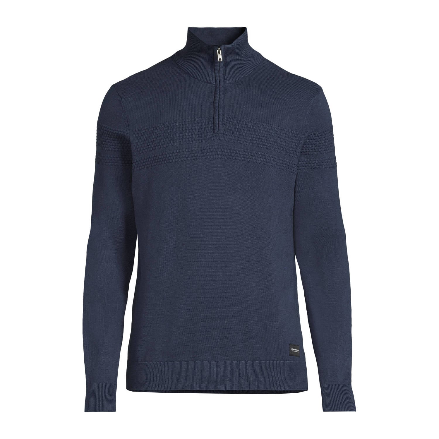 Blend katoenen regular fit gebreide trui donkerblauw