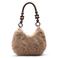 Manfield schoudertas van imitatiebont beige