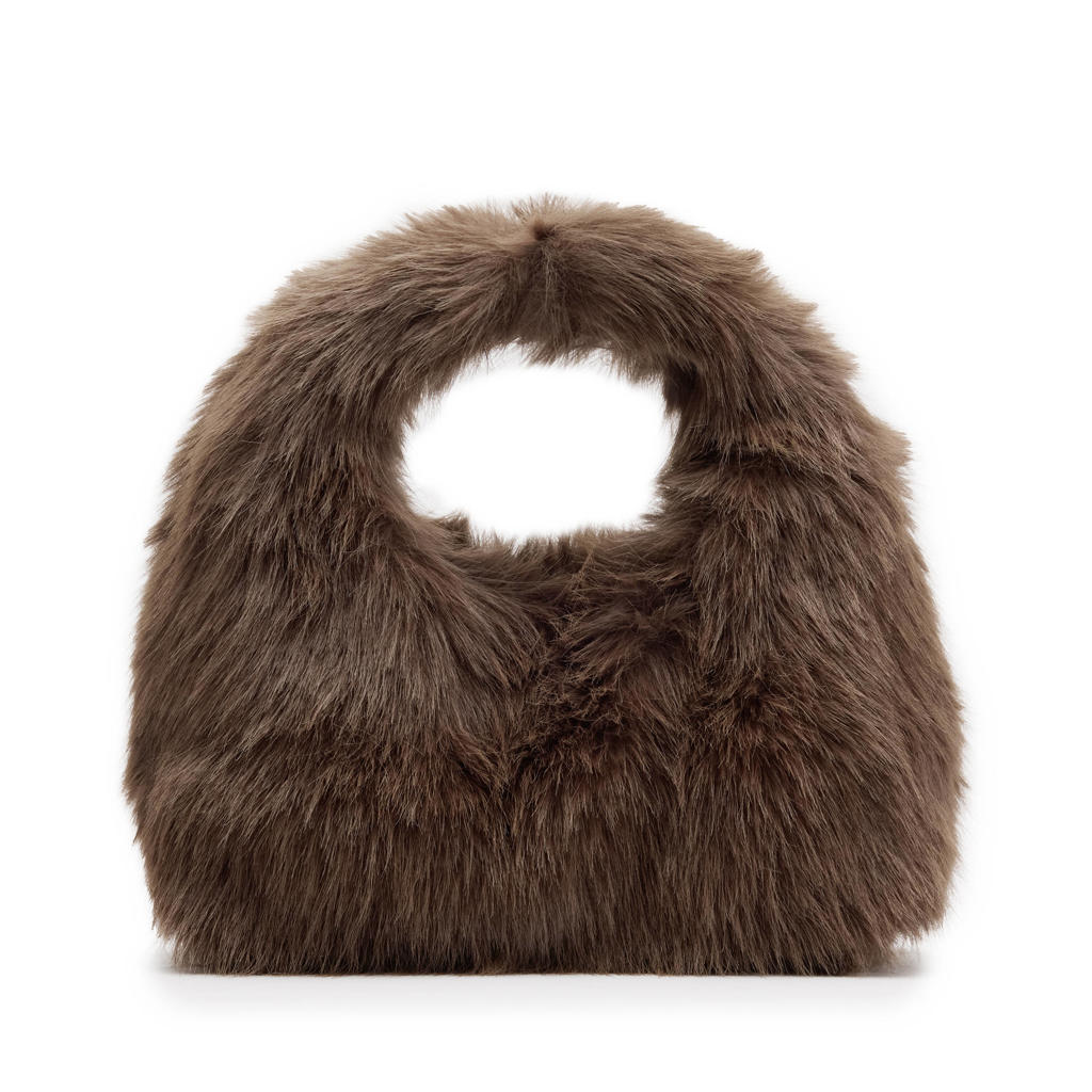 Manfield handtas van imitatiebont bruin