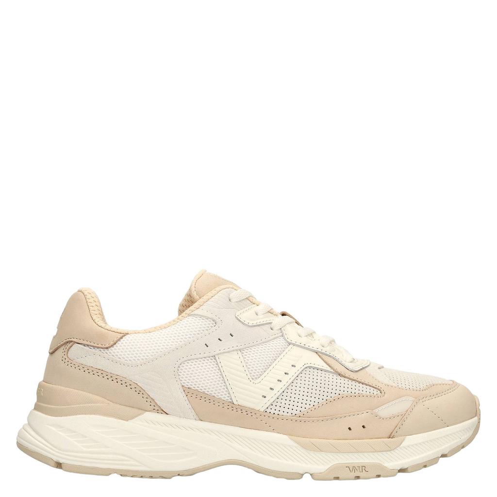 Beige heren Van Lier leren sneakers - van nubuck met veters