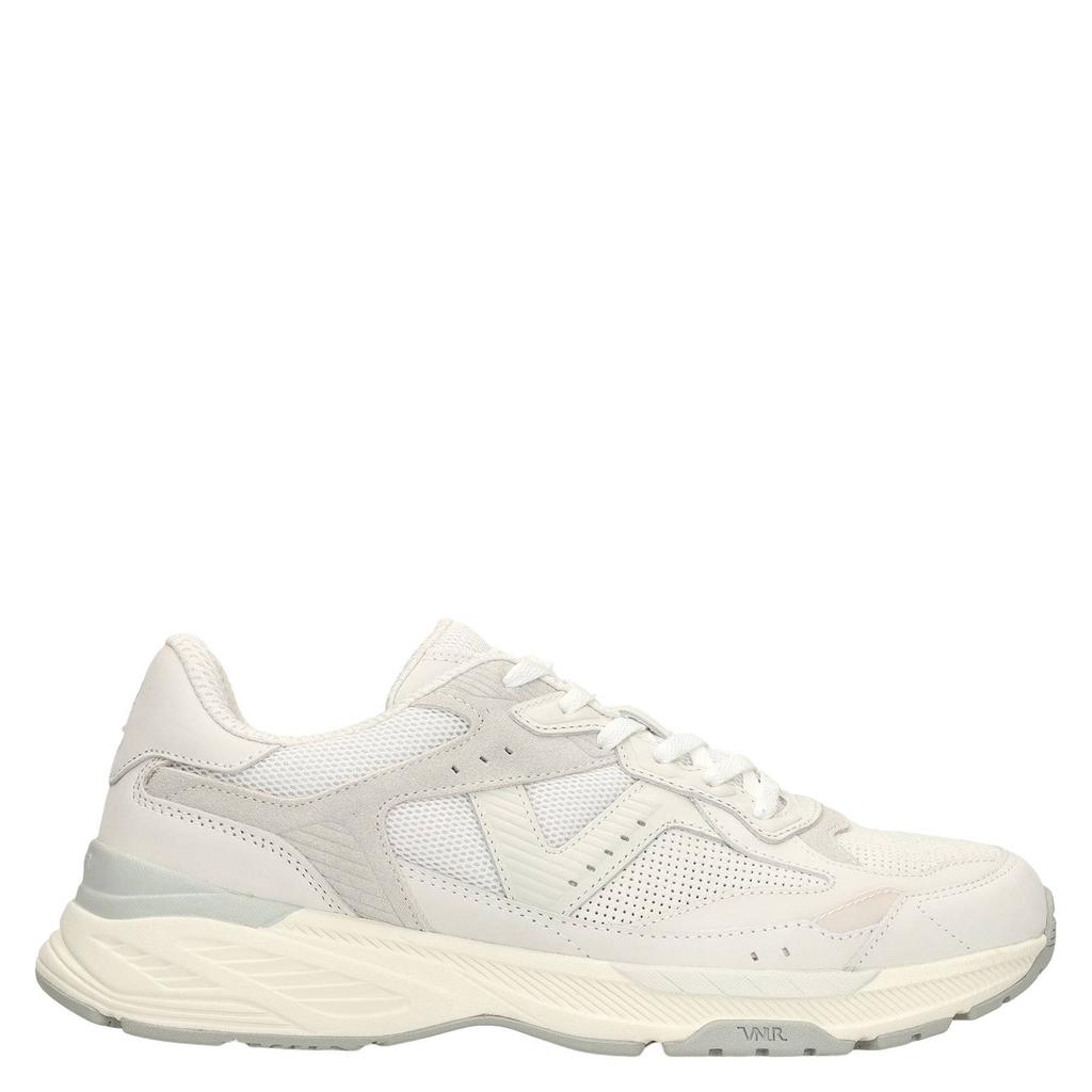 Lichtgrijze heren Van Lier leren sneakers - van nubuck met veters