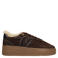 Manfield suède sneakers met plateauzool - donkerbruin