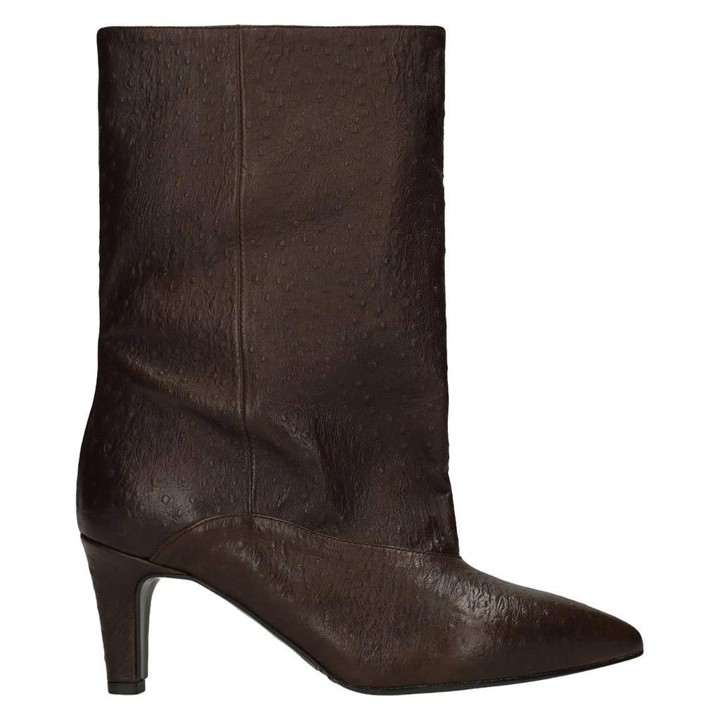 Taupe dames Manfield leren laarzen met hak -