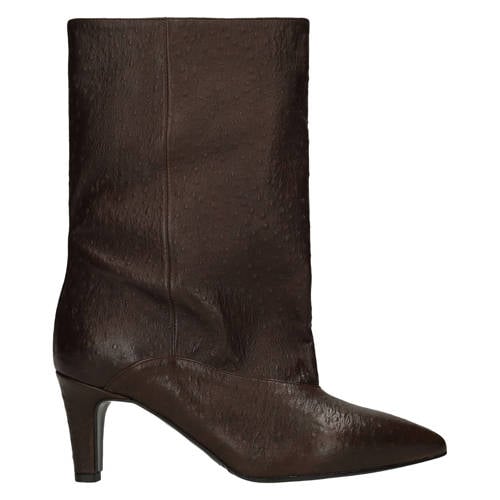 Manfield leren laarzen met hak taupe