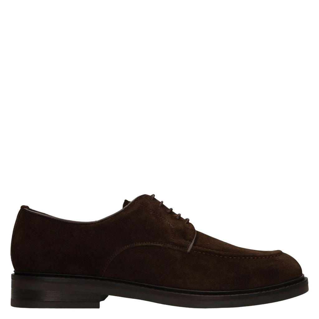 Bruine heren Manfield suède veterschoenen -