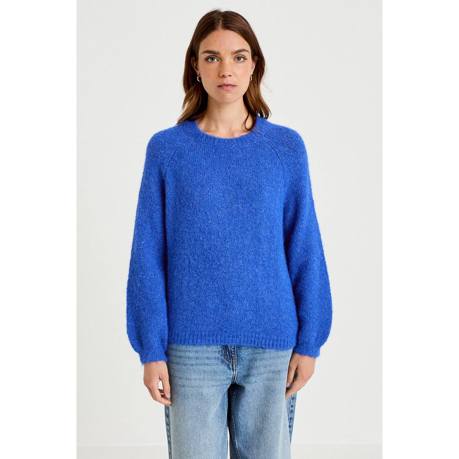 Cache gebreide trui met wol blauw