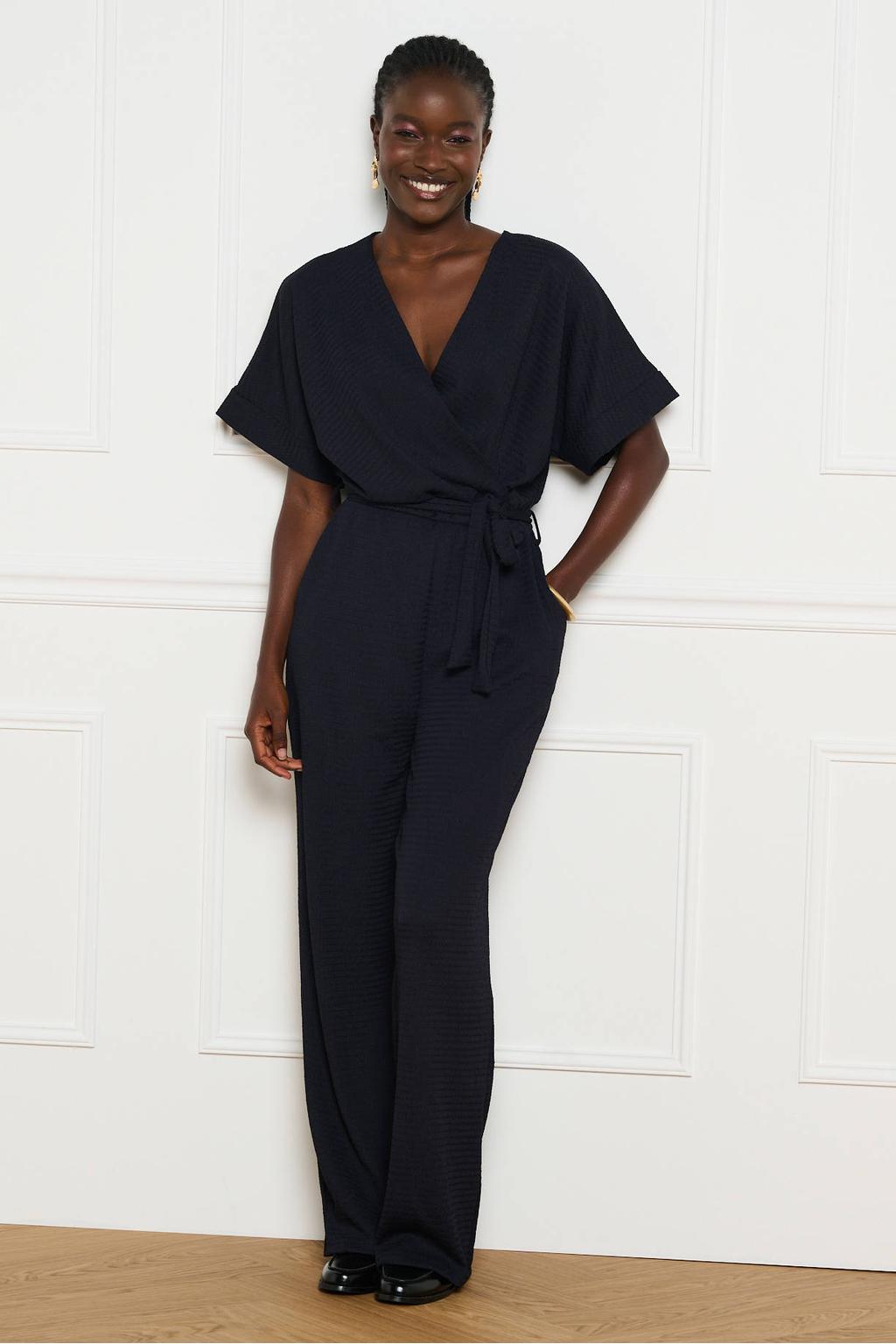 LOLALIZA jumpsuit met ceintuur - donkerblauw
