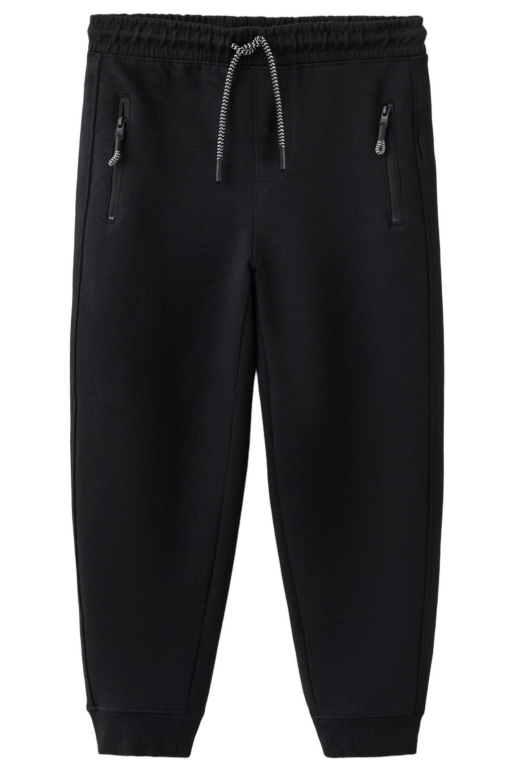 Zwarte jongens Mango Kids joggingbroek van katoen met elastische tailleband met koord en effen