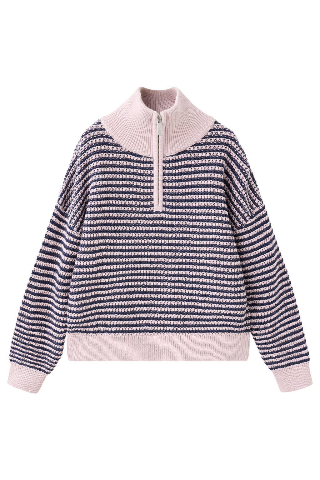 Mango Kids katoenen gebreide gestreepte trui - lila/donkerblauw