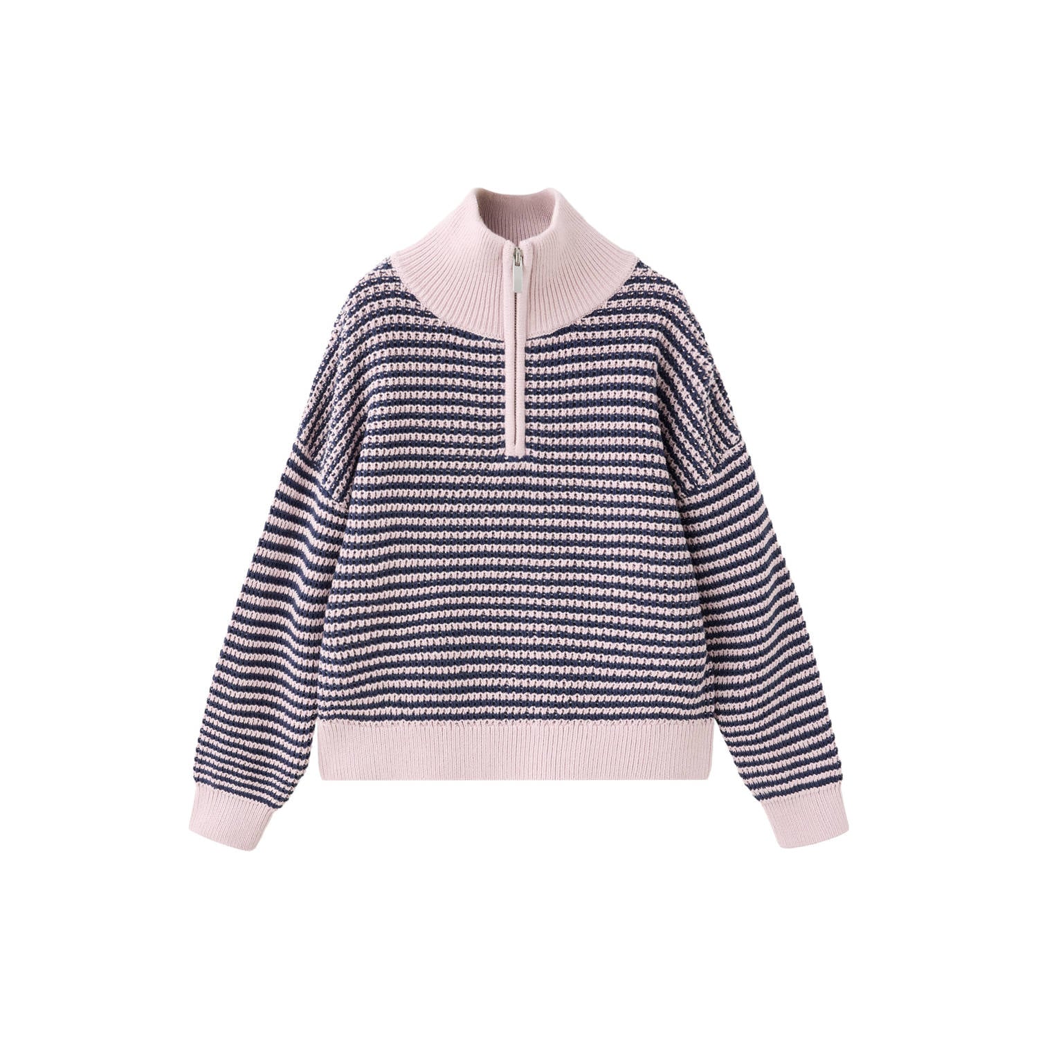Mango Kids katoenen gebreide gestreepte trui lila donkerblauw