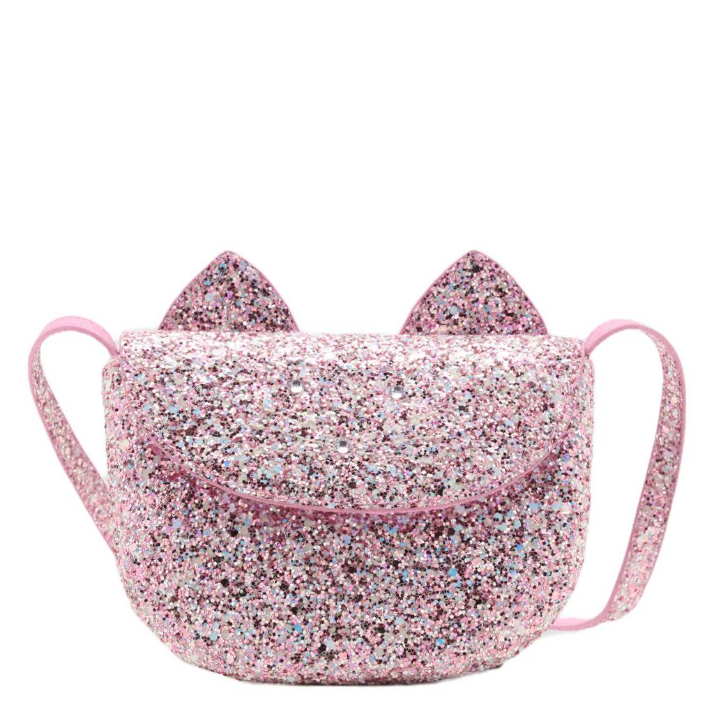 Mango Kids tas met glitters - roze/meerkleurig