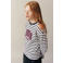 Mango Kids gestreepte longsleeve met open schouders en tekst