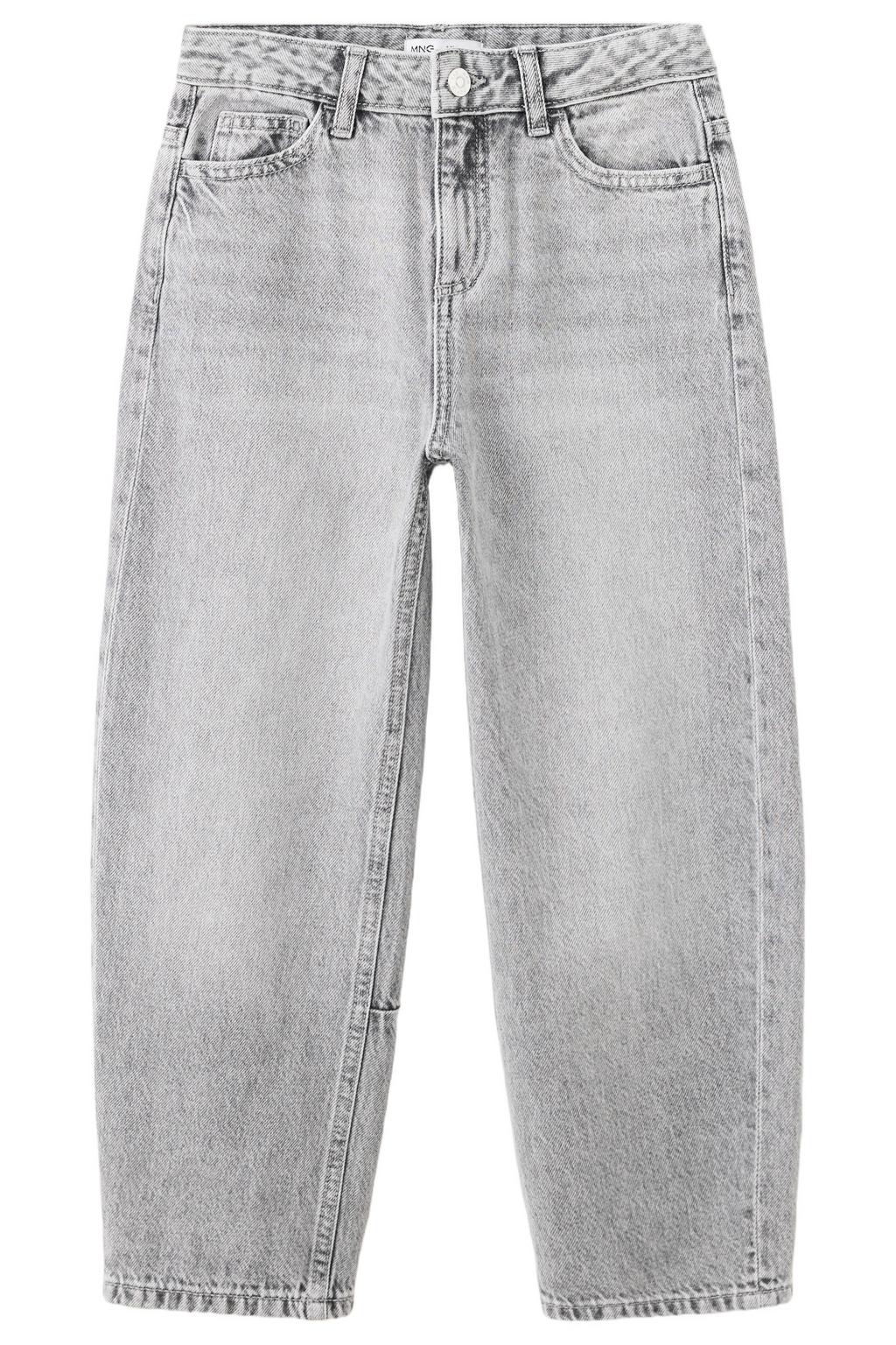 Grey denim jongens Mango Kids ballon wide leg jeans van denim met rits- en knoopsluiting en effen