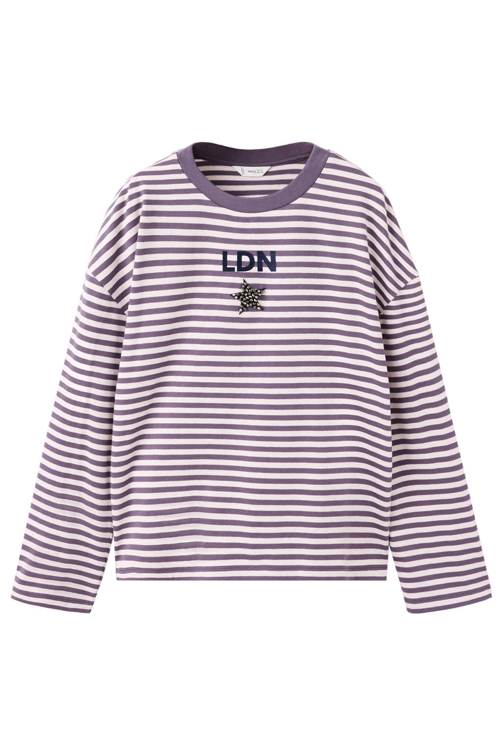 Mango Kids rechtvallende gestreepte longsleeve met studs - paars