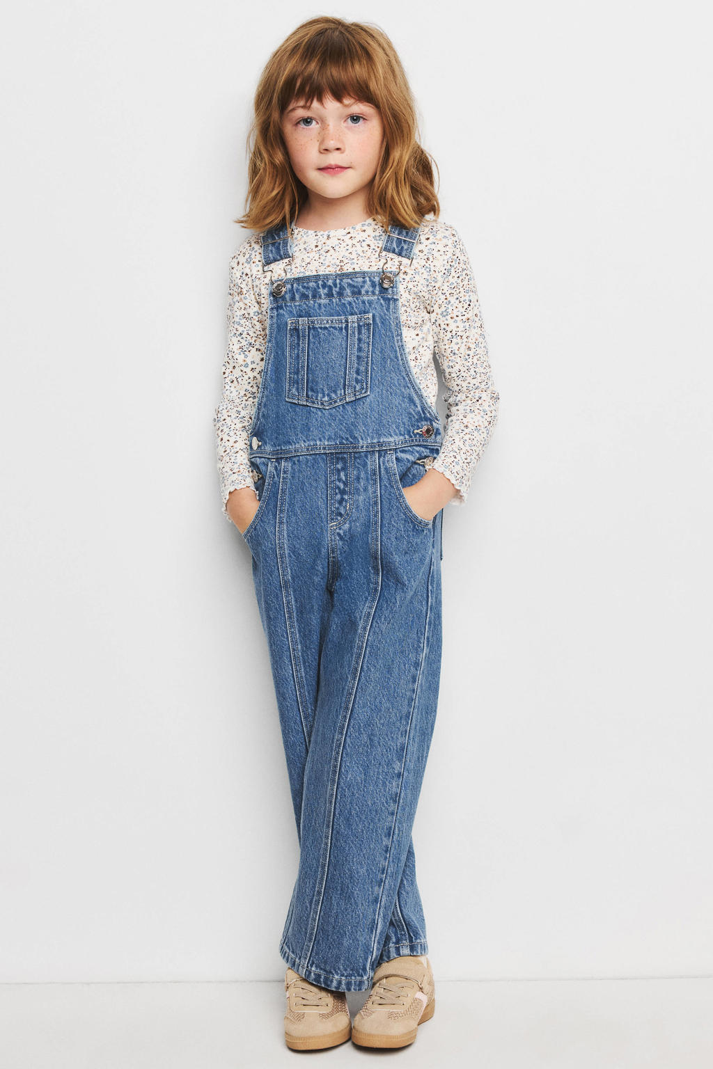 Mango Kids denim tuinbroek - mediumblauw