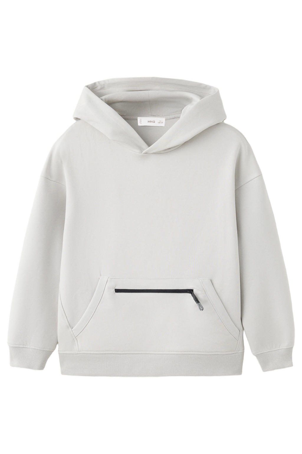 Witte jongens Mango Kids hoodie van sweat materiaal met effen, lange mouwen en capuchon