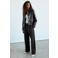 Mango wide leg broek met krijtstreep - grijs