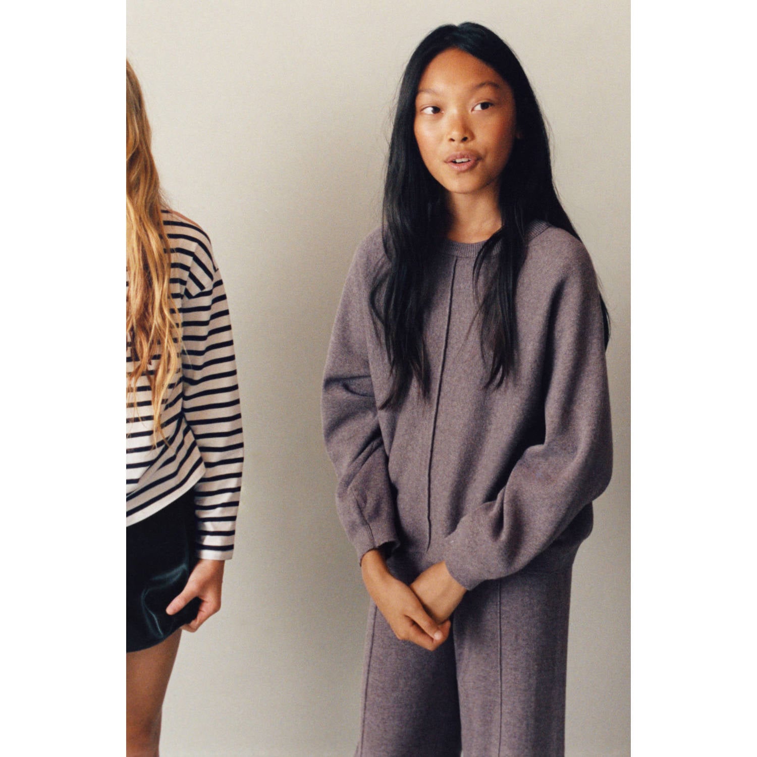 Mango Kids katoenen oversized gebreide trui paars