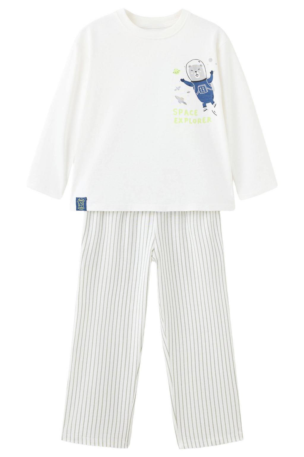 Mango Kids gestreepte pyjama - wit