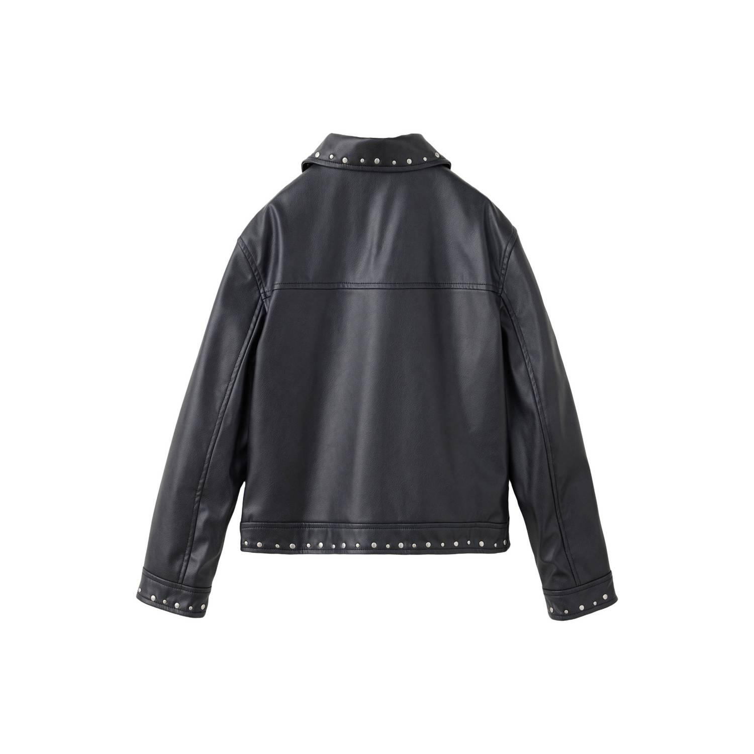 Mango Kids imitatieleren jas met studs zwart