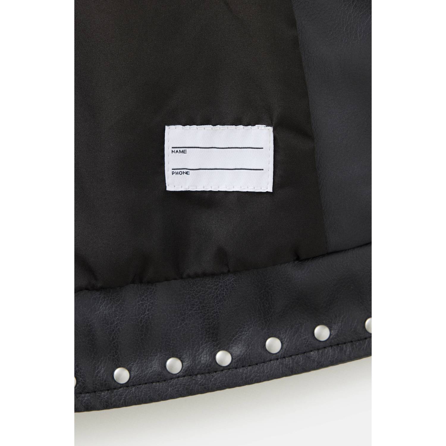 Mango Kids imitatieleren jas met studs zwart