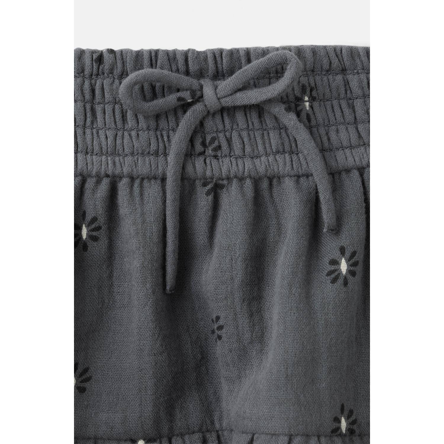 Mango Kids gebloemde midi strokenrok met ruches grijs