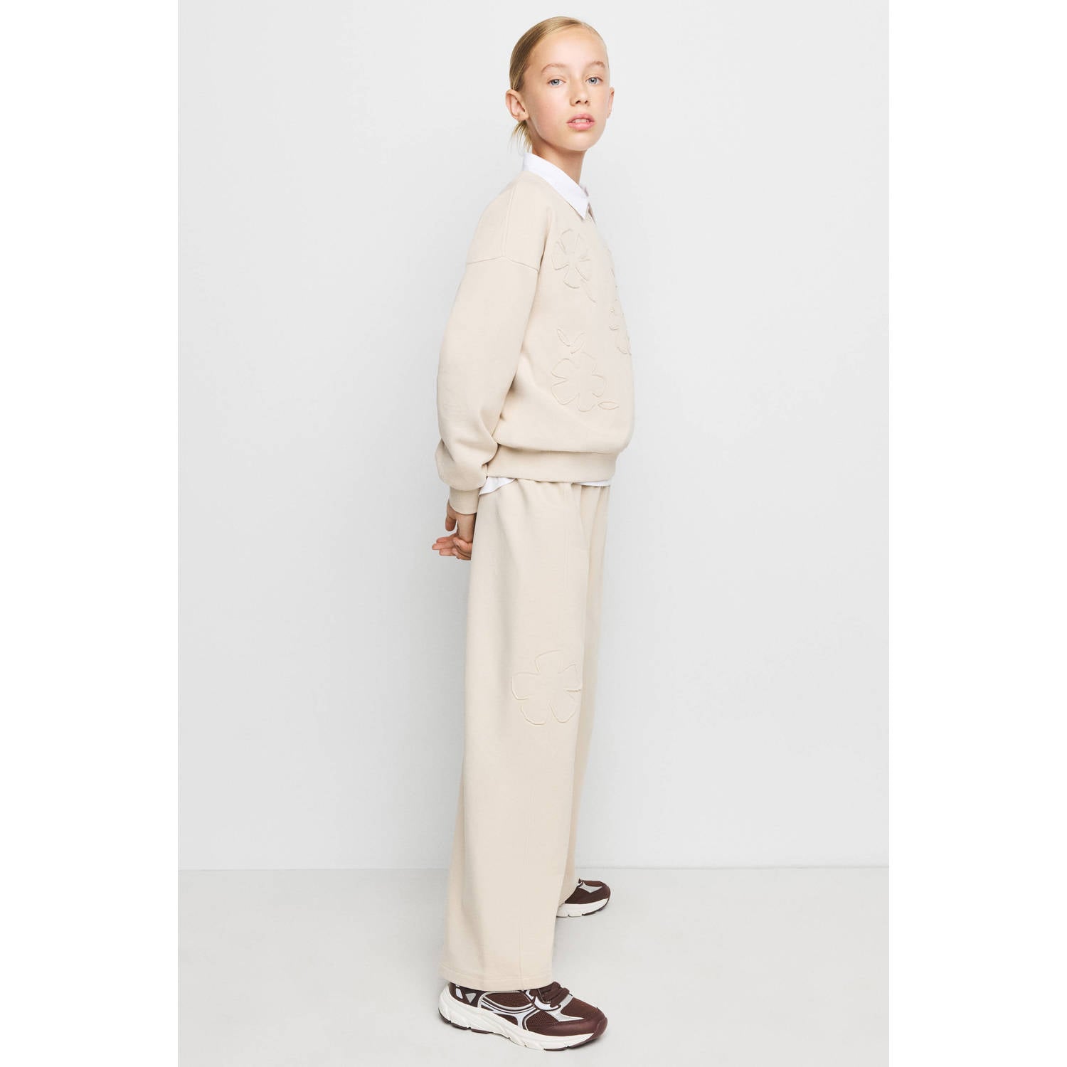 Mango Kids wide leg casual broek ecru