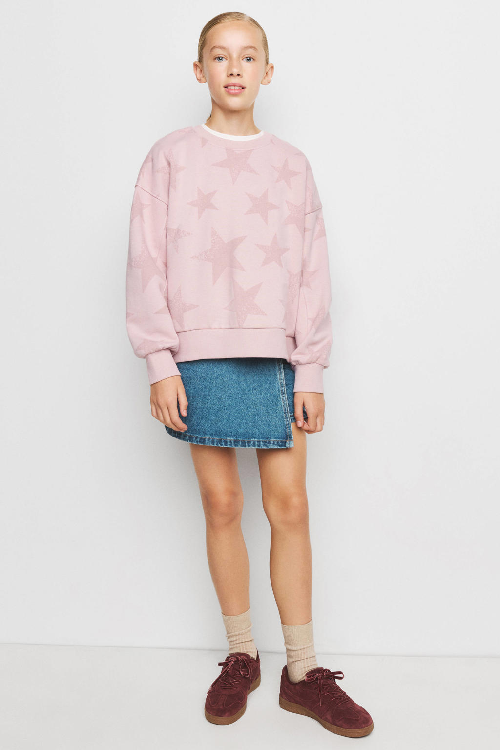 Mango Kids sweater met sterren - roze