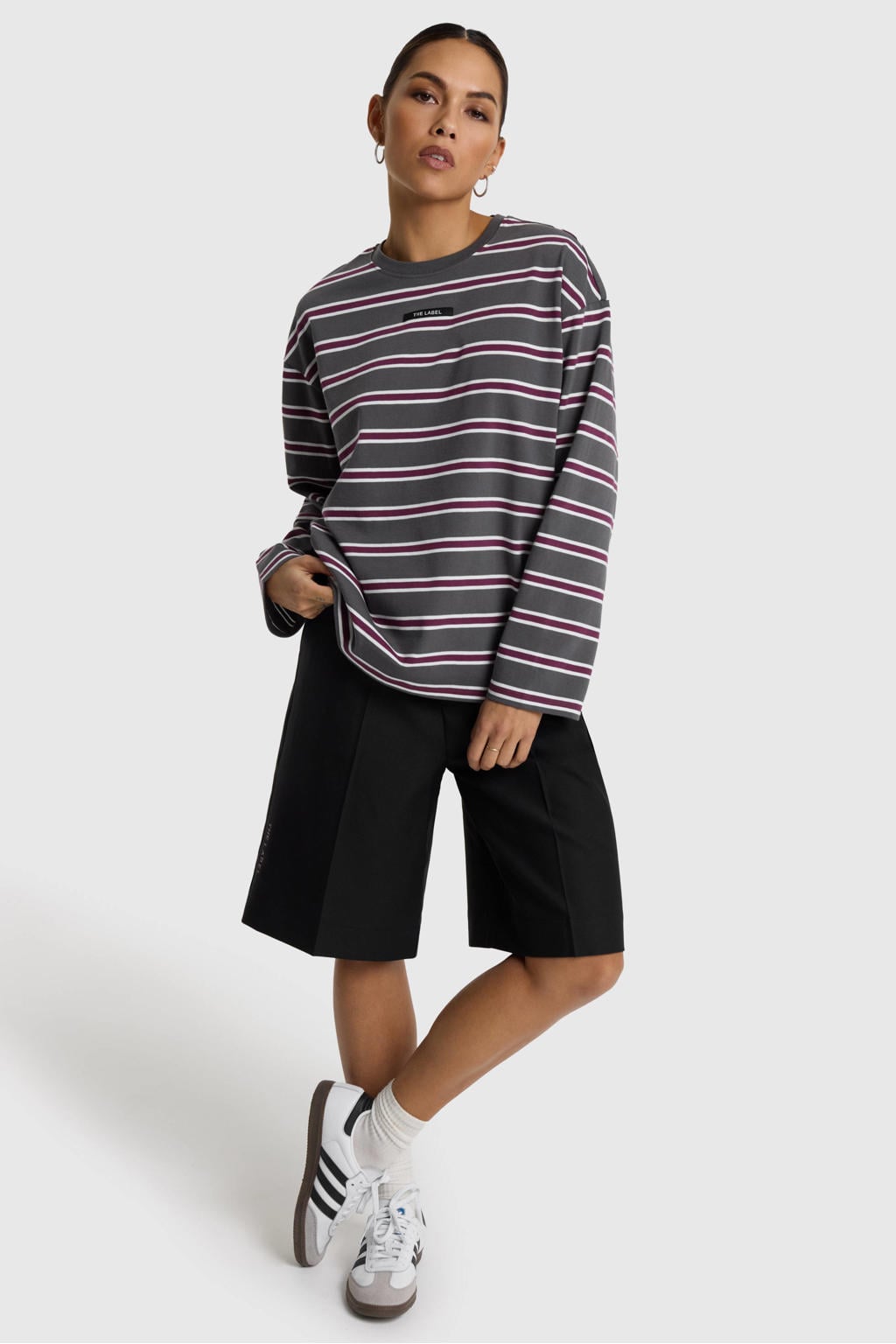 Zwarte dames Alix the Label wide leg bermuda short met rits- en haaksluiting en effen