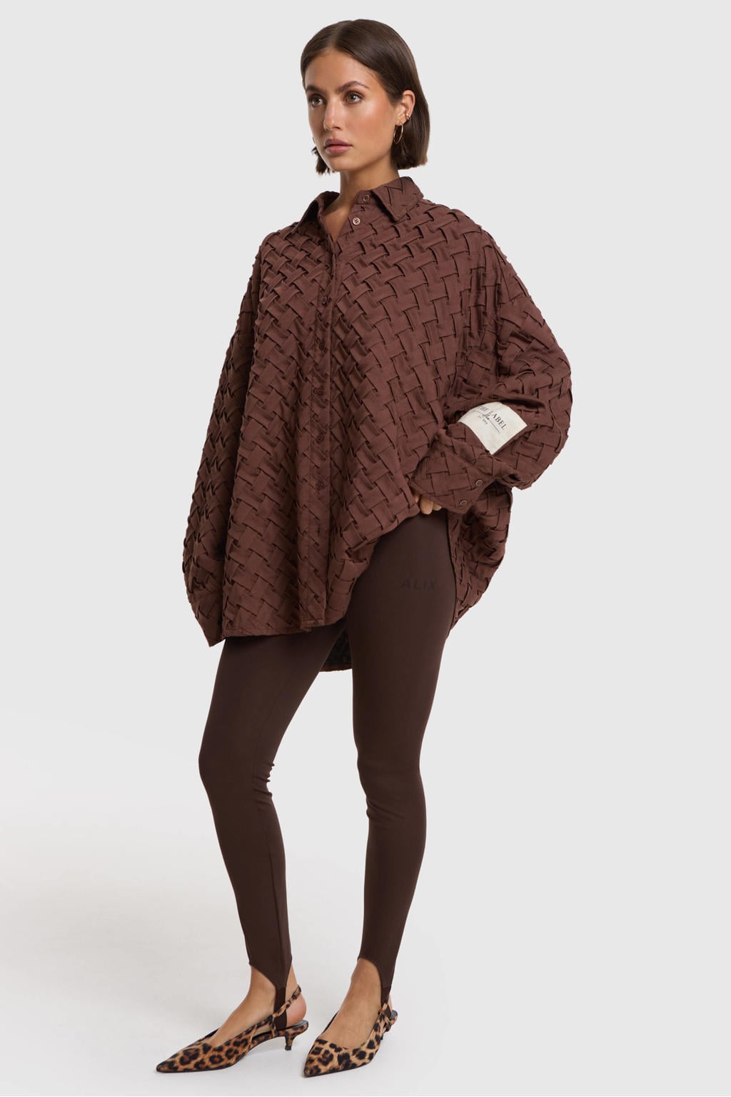 Bruine dames Alix the Label super skinny legging met high waist en effen