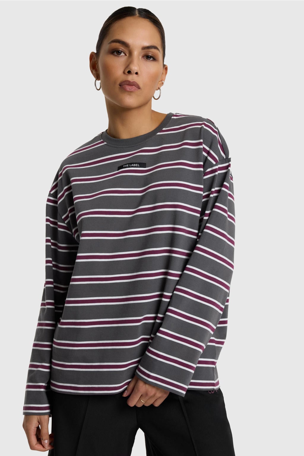 Alix the Label gestreept T-shirt - antraciet