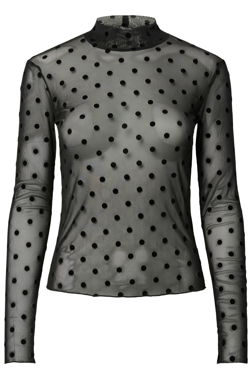 PIECES Curve rechtvallende top met stippen Plus Size - zwart