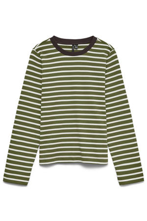 Plus Size gestreepte top - groen/bruin